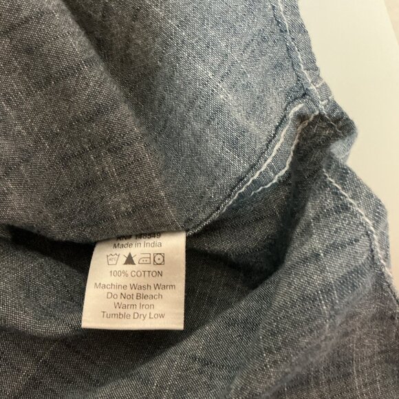 PD & C MEN'S MEDIUM SHORT SLEEVES BLUE/GRAY BUTTON-UP POLO SHIRT/Preowned - Picture 7 of 7